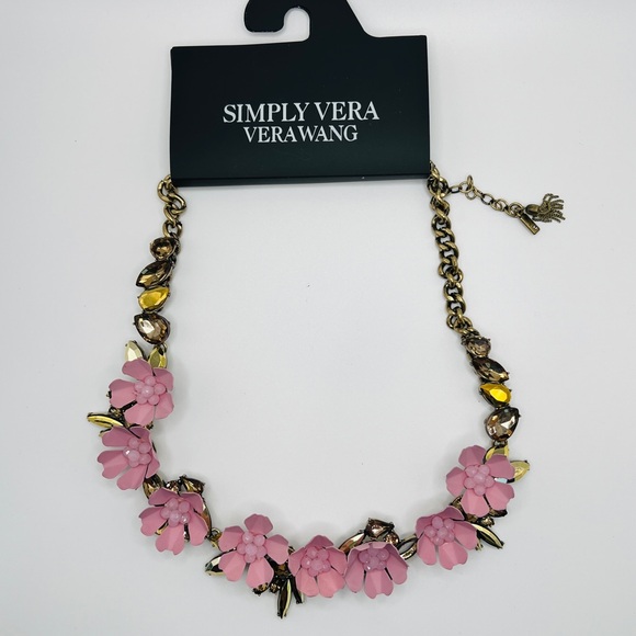 VERA WANG - Choker Necklace - Pink Enamel Flowers - Picture 1 of 5